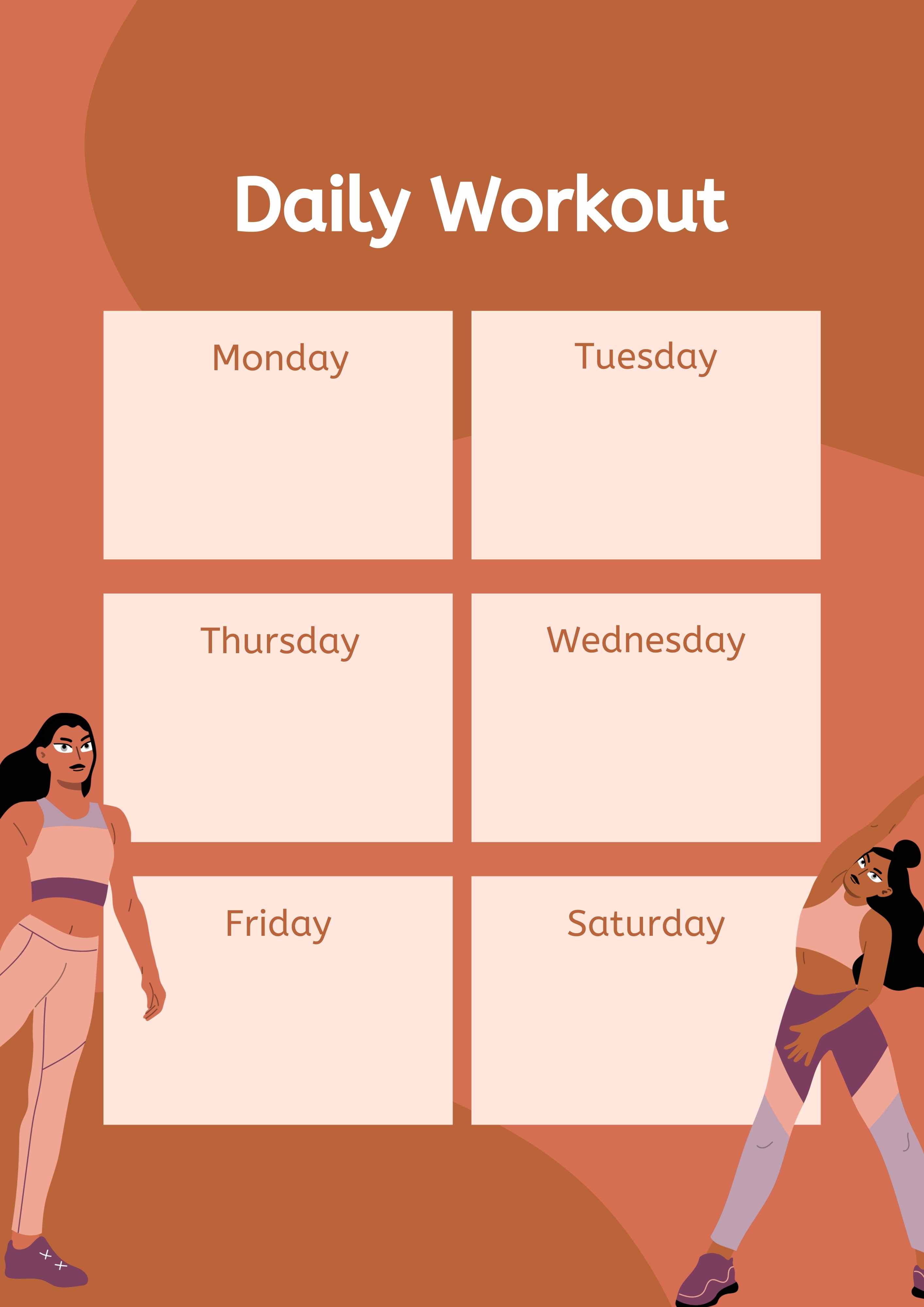 Шаблон расписания утренней зарядки на неделю